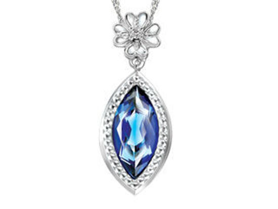 Image sur Collier en or blanc avec diamant et topaze bleu