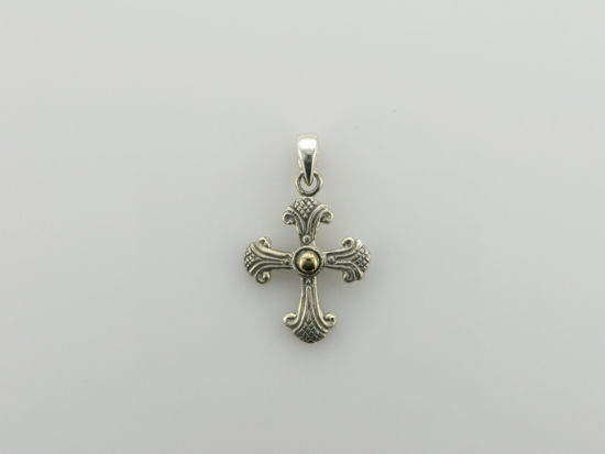 Image sur Pendentif croix en argent 925 et or
