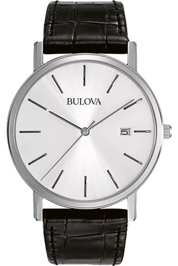 Image sur Montre avec bracelet de cuir noir de la Collection Bulova
