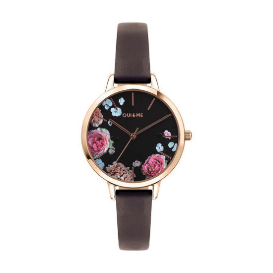 Image sur Montre noire avec fleurs de la Collection Oui & Me