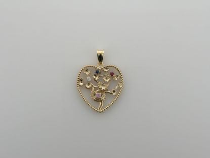 Image de Pendentif coeur avec arbre de vie en or jaune 10KT