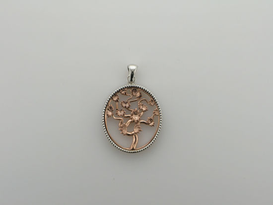 Image sur Pendentif arbre de vie en or blanc et rose 10KT