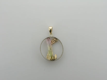 Image de Pendentif en or blanc et jaune 10KT avec tourmaline