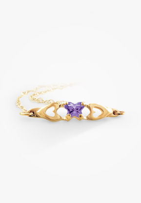 Image de Bracelet en or jaune 10KT avec pierre du mois de février Collection Bfly