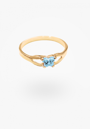 Image de Bague en or jaune 10KT avec pierre du mois de mars Collection Bfly