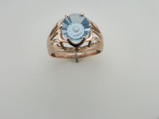 Image sur Bague en or rose 10KT sertie d'un topaze bleu