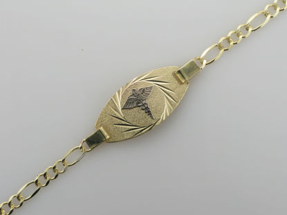 Image de Bracelet médical Figaro 8 1/2" en or jaune et blanc 10KT