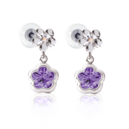 Image de Boucles d'oreilles fleur mauve en argent 925