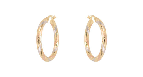 Image sur Boucles d'oreilles en or jaune, rose et blanc 10KT