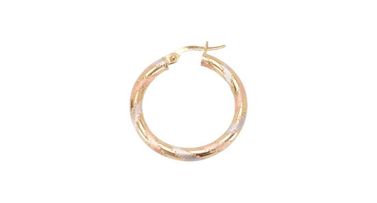 Image sur Boucles d'oreilles en or jaune, rose et blanc 10KT