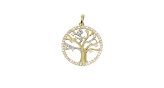 Image sur Pendentif arbre de vie en or jaune et blanc