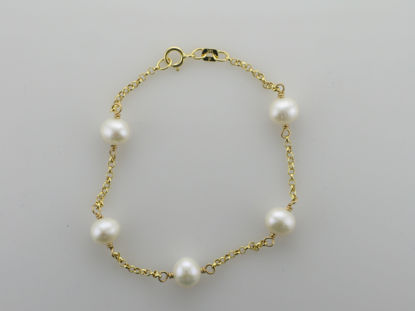 Image de Bracelet de perles d'eau douce 7" en or jaune