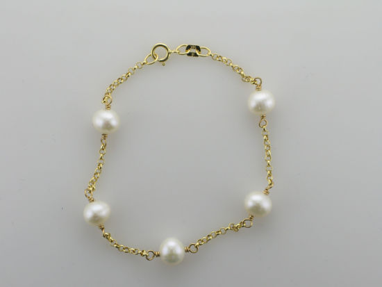 Image sur Bracelet de perles d'eau douce 7" en or jaune