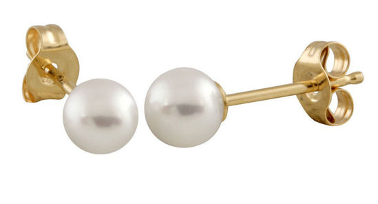 Image sur Boucles d'oreilles perle d'eau douce ronde 3mm