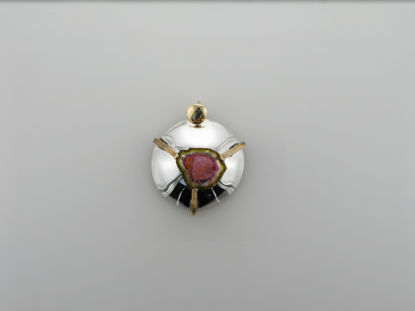 Image de Pendentif en argent 925 et or jaune 10KT avec Tourmaline