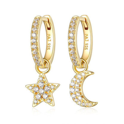 Image de Boucles d'oreilles 32AQDH0027 en argent 925 recouvertes d'or de la Collection Reign