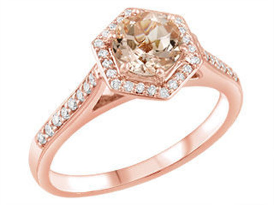 Image sur Bague en or rose avec morganite et diamants