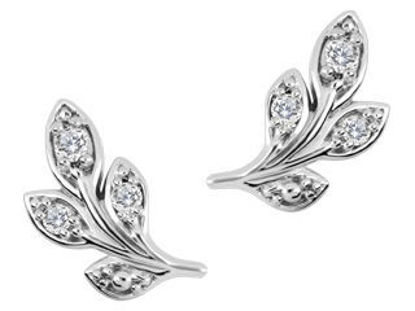 Image de Boucles d'oreilles en or blanc 10KT avec diamants