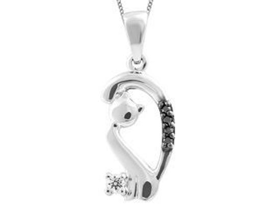 Image sur Collier chat en or blanc avec diamants