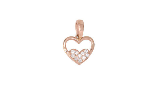 Image sur Pendentif cœur en or rose avec zircons cubiques