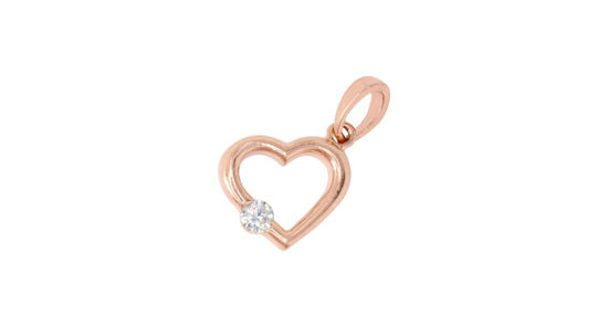 Image sur Pendentif cœur en or rose avec un zircon cubique