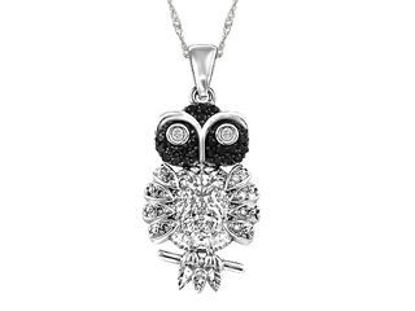 Image de Collier hibou en or blanc avec diamants