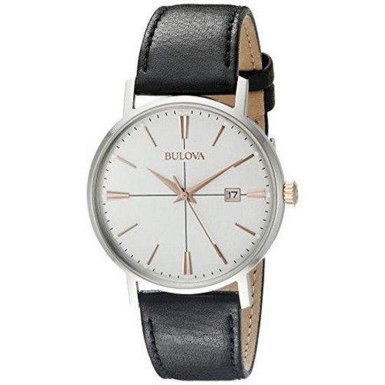 Image sur Montre avec bracelet de cuir noir de la Collection Bulova