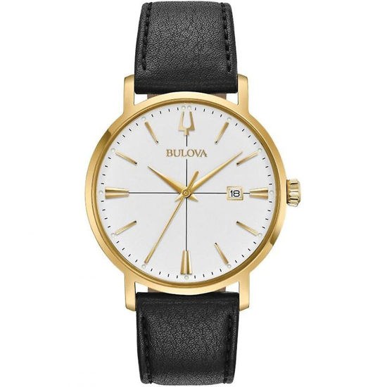 Image sur Montre avec bracelet de cuir noir de la Collection Bulova