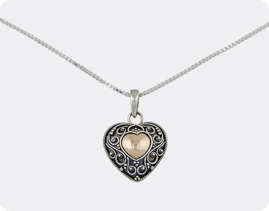 Image sur Pendentif cœur en argent 925 et or de la Collection L'Aventurine