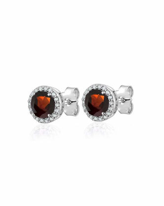 Image de Boucles d'oreilles en argent 925 de la Collection Larus grenat