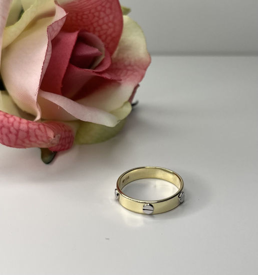 Image sur Jonc en or jaune et blanc motif style cartier