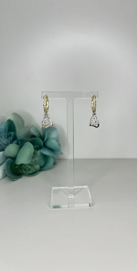 Image sur Boucles d'oreilles en or jaune et blanc avec cœurs