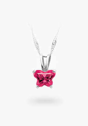 Image de Pendentif en or blanc 10KT avec pierre du mois de juillet Collection Bfly