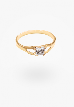Image de Bague en or jaune 10KT avec pierre du mois d'avril Collection Bfly