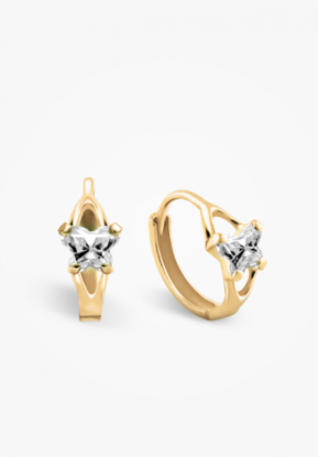 Image de Boucles d'oreilles en or jaune 10KT et pierre du mois d'avril Collection Bfly