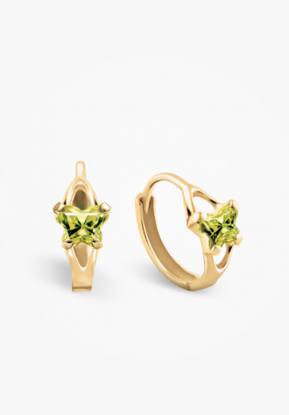 Image de Boucles d'oreilles en or jaune 10KT et pierre du mois d'août Collection Bfly