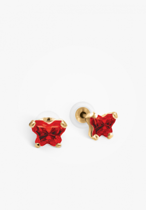 Image de Boucles d'oreilles en or jaune 10KT avec pierre du mois de janvier Collection Bfly