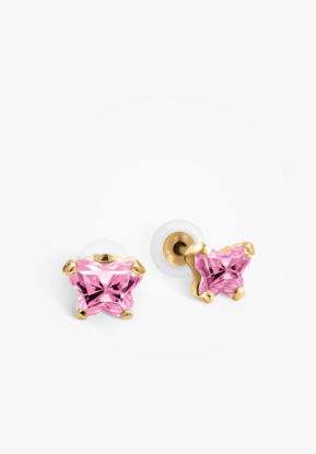 Image de Boucles d'oreilles en or jaune 10KT avec pierre du mois d'octobre Collection Bfly