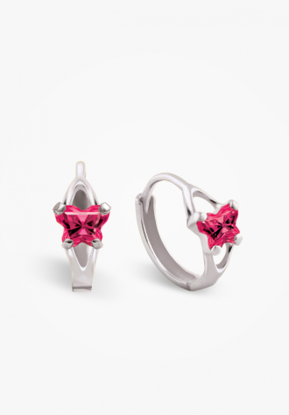Image de Boucles d'oreilles en or blanc 10KT et pierre du mois de juillet Collection Bfly