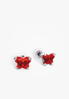 Image de Boucles d'oreilles en or blanc 10KT avec pierre du mois de janvier Collection Bfly