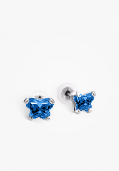 Image sur Boucles d'oreilles en or blanc 10KT avec pierre du mois de septembre Collection Bfly