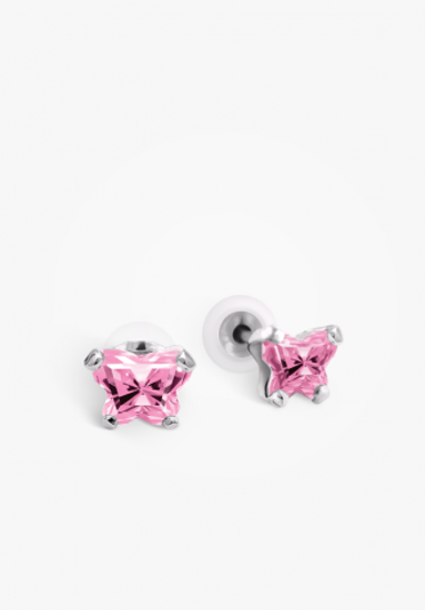 Image sur Boucles d'oreilles en or blanc avec pierre du mois d'octobre Collection Bfly