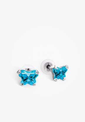 Image de Boucles d'oreilles en or blanc 10KT avec pierre du mois de décembre Collection Bfly