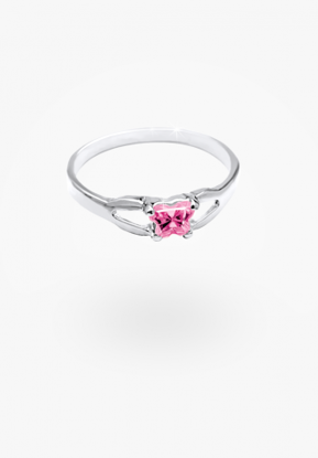 Image de Bague en or blanc 10KT avec pierre du mois d'octobre Collection Bfly