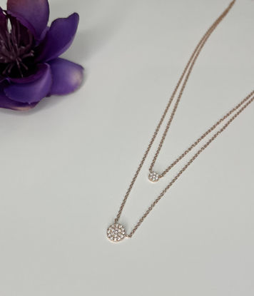 Image de Collier double en or rose avec zircons