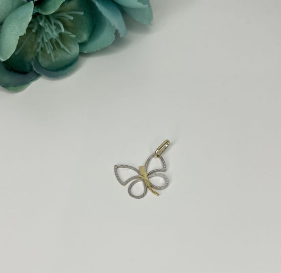 Image sur Pendentif papillon en or jaune et blanc