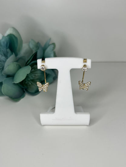 Image sur Boucles d'oreilles en or jaune avec papillons