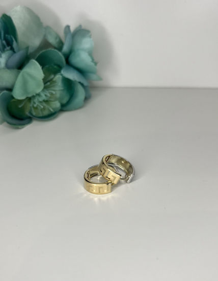 Image sur Boucles d'oreilles en or jaune et blanc réversible