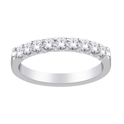 Image de Jonc semi-éternité en or blanc 10KT avec diamants naturels