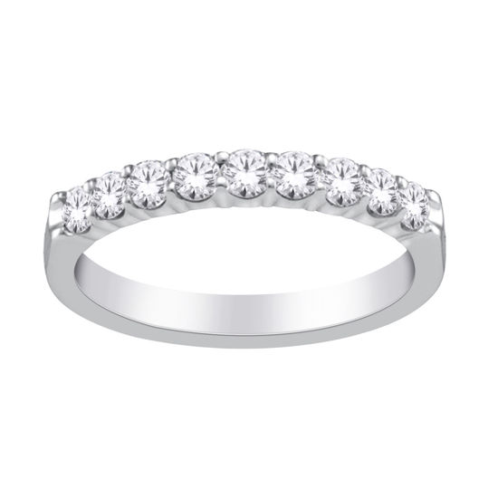 Image sur Jonc semi-éternité en or blanc 10KT avec diamants naturels